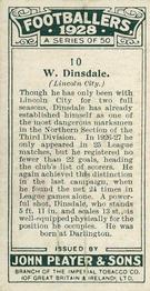 1928-29 Player's Footballers #10 Billy Dinsdale Back
