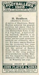 1928-29 Player's Footballers #17 Henry Healless Back