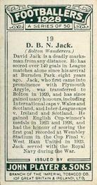 1928-29 Player's Footballers #19 David Jack Back