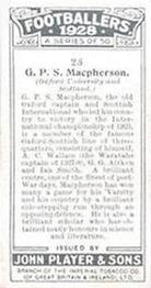 1928-29 Player's Footballers #23 George MacPherson Back