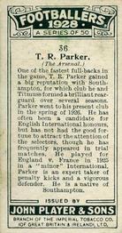 1928-29 Player's Footballers #36 Tom Parker Back