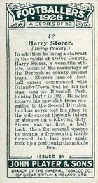 1928-29 Player's Footballers #42 Harry Storer Back