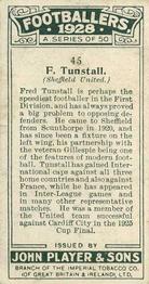 1928-29 Player's Footballers #45 Fred Tunstall Back