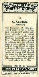 1928-29 Player's Footballers #51 George Caddick Back