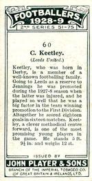 1928-29 Player's Footballers #60 Charlie Keetley Back