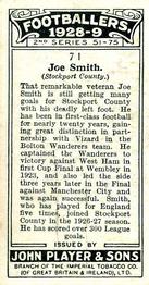 1928-29 Player's Footballers #71 Joe Smith Back