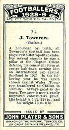 1928-29 Player's Footballers #74 John Townrow Back