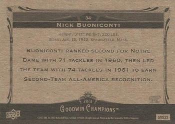 2013 Upper Deck Goodwin Champions #34b Nick Buoniconti Back