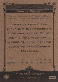 2013 Upper Deck Goodwin Champions #47a Sidney Crosby Back