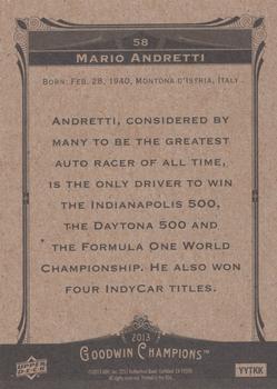 2013 Upper Deck Goodwin Champions #58 Mario Andretti Back