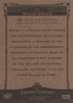 2013 Upper Deck Goodwin Champions #181 Edgar Degas Back