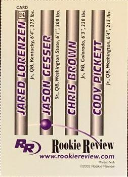2002 Rookie Review #24 Jared Lorenzen / Jason Gesser / Chris Brown / Cody Pickett Back