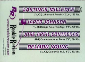 2002 Rookie Review #34 Lastings Milledge / Jared Johnson / Jode Areil Contreras / Delmon Young Back