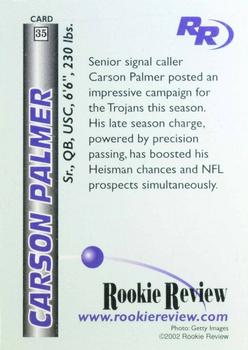 2002 Rookie Review #35 Carson Palmer Back