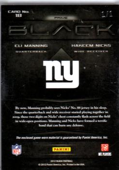 2012 Panini Black Las Vegas Industry Summit #18 Eli Manning/Hakeem Nicks Back