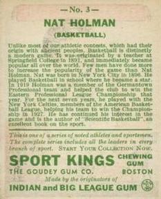 1933 Sport Kings (R338) #3 Nat Holman Back