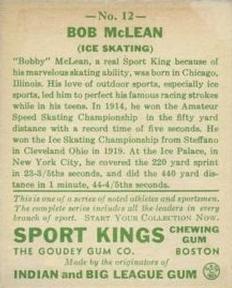 1933 Sport Kings (R338) #12 Bobby McLean Back