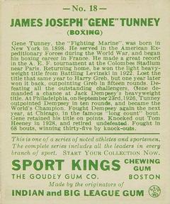 1933 Sport Kings (R338) #18 Gene Tunney Back