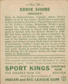 1933 Sport Kings (R338) #19 Eddie Shore Back