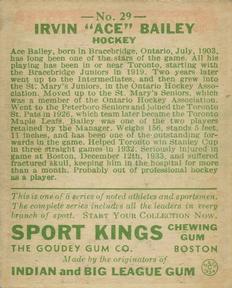 1933 Sport Kings (R338) #29 Ace Bailey Back