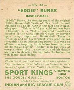 1933 Sport Kings (R338) #33 Eddie Burke Back