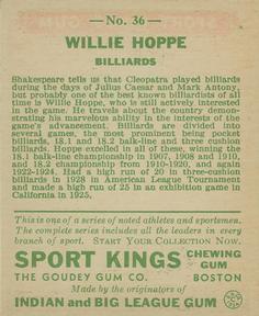 1933 Sport Kings (R338) #36 Willie Hoppe Back