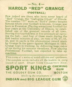 1933 Sport Kings (R338) #4 Red Grange Back