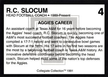 1991 Collegiate Collection Texas A&M Aggies #4 R.C. Slocum Back