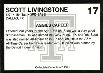 1991 Collegiate Collection Texas A&M Aggies #17 Scott Livingstone Back