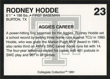 1991 Collegiate Collection Texas A&M Aggies #23 Rodney Hodde Back
