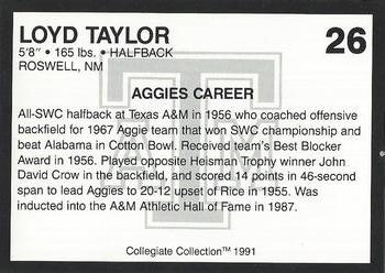 1991 Collegiate Collection Texas A&M Aggies #26 Loyd Taylor Back