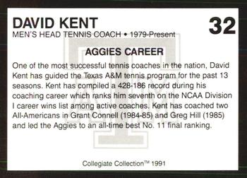 1991 Collegiate Collection Texas A&M Aggies #32 David Kent Back
