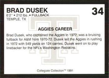 1991 Collegiate Collection Texas A&M Aggies #34 Brad Dusek Back