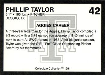 1991 Collegiate Collection Texas A&M Aggies #42 Phillip Taylor Back