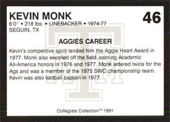 1991 Collegiate Collection Texas A&M Aggies #46 Kevin Monk Back