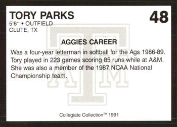 1991 Collegiate Collection Texas A&M Aggies #48 Tory Parks Back