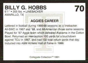 1991 Collegiate Collection Texas A&M Aggies #70 Bill Hobbs Back