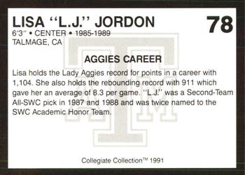 1991 Collegiate Collection Texas A&M Aggies #78 Lisa L.J. Jordon Back