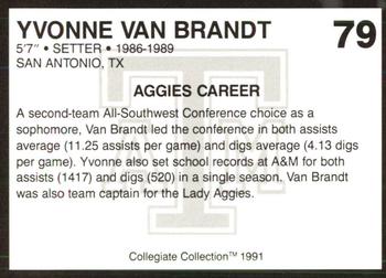 1991 Collegiate Collection Texas A&M Aggies #79 Yvonne Van Brandt Back