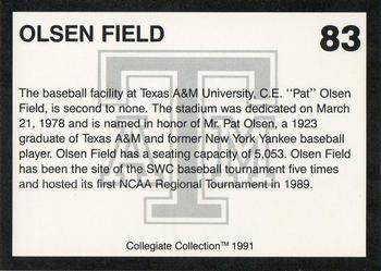1991 Collegiate Collection Texas A&M Aggies #83 Olsen Field/Baseball Field Back
