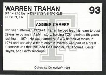 1991 Collegiate Collection Texas A&M Aggies #93 Warren Trahan Back