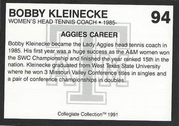 1991 Collegiate Collection Texas A&M Aggies #94 Bobby Kleinecke Back