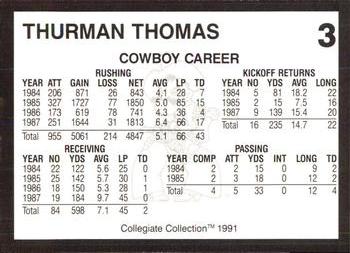 1991 Collegiate Collection Oklahoma State #3 Thurman Thomas Back
