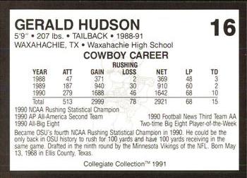 1991 Collegiate Collection Oklahoma State Cowboys #16 Gerald Hudson Back