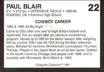 1991 Collegiate Collection Oklahoma State Cowboys #22 Paul Blair Back