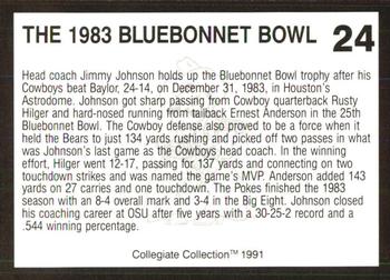 1991 Collegiate Collection Oklahoma State Cowboys #24 1983 Bluebonnet Bowl Back