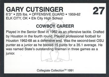 1991 Collegiate Collection Oklahoma State Cowboys #27 Gary Cutsinger Back