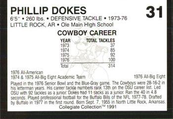 1991 Collegiate Collection Oklahoma State Cowboys #31 Phillip Dokes Back