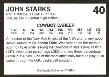 1991 Collegiate Collection Oklahoma State Cowboys #40 John Starks Back