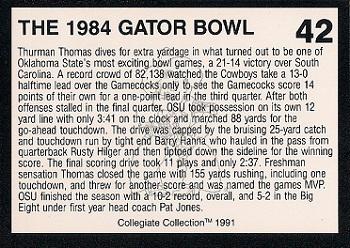 1991 Collegiate Collection Oklahoma State Cowboys #42 1984 Gator Bowl Back
